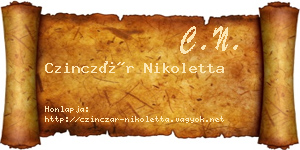 Czinczár Nikoletta névjegykártya